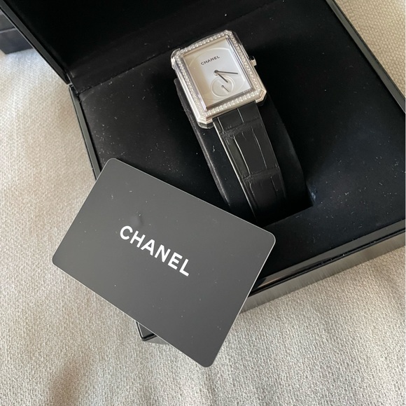 🖤Chanel🖤Boy-Friend Watch 18K White Gold Diamonds Alligator Exotic Band GM - Picture 6 of 14